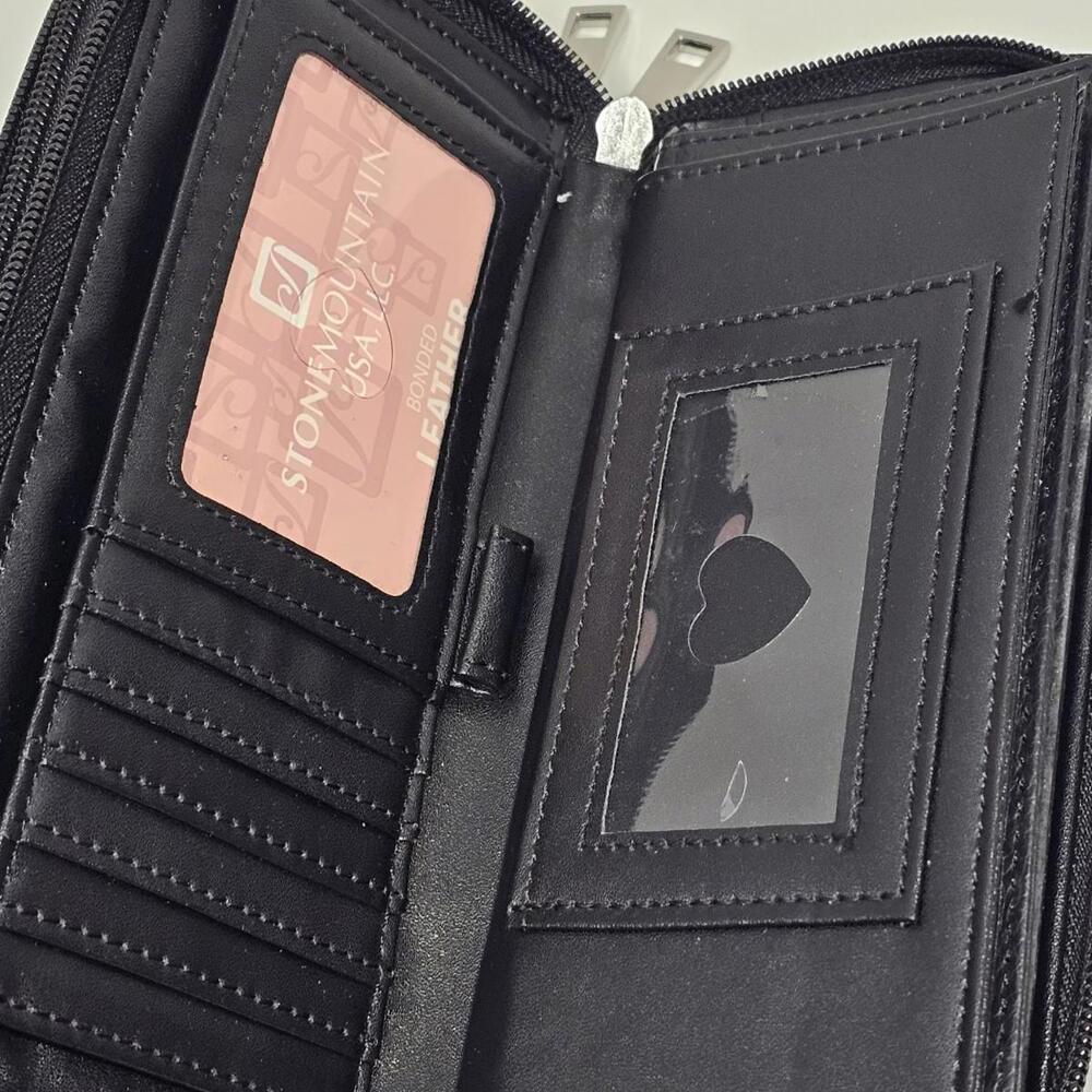 Stone Mountain Nancy Women's Wallet Black Double Zip Around - Picture 5 of 8